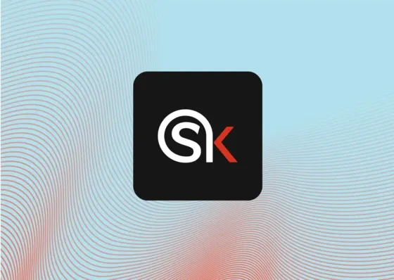 Skvare Icon on blue and pink background